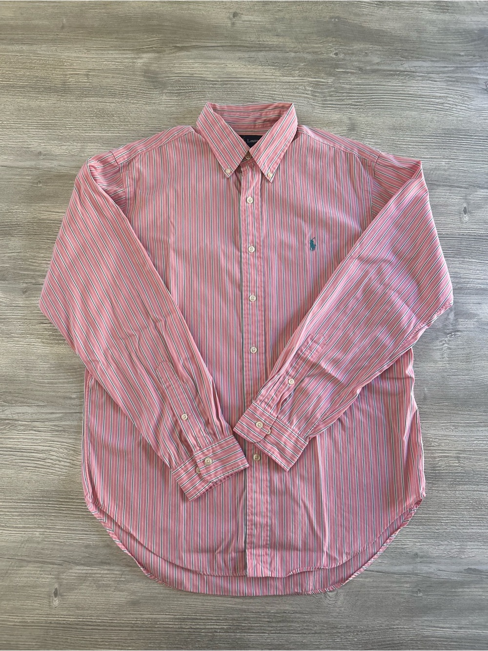 Polo Ralph Lauren Classic Fit Stripe Pony Button Down Shirt Pink Multi 16 34/35